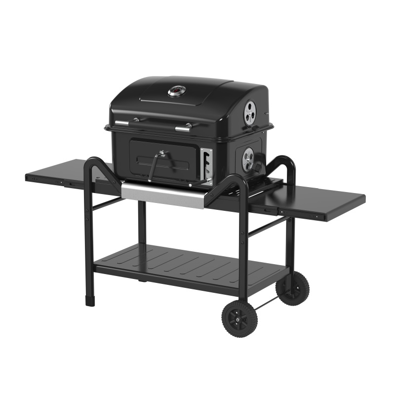 Outdoor Charcoal Barbecue Grill With Smoker Cover