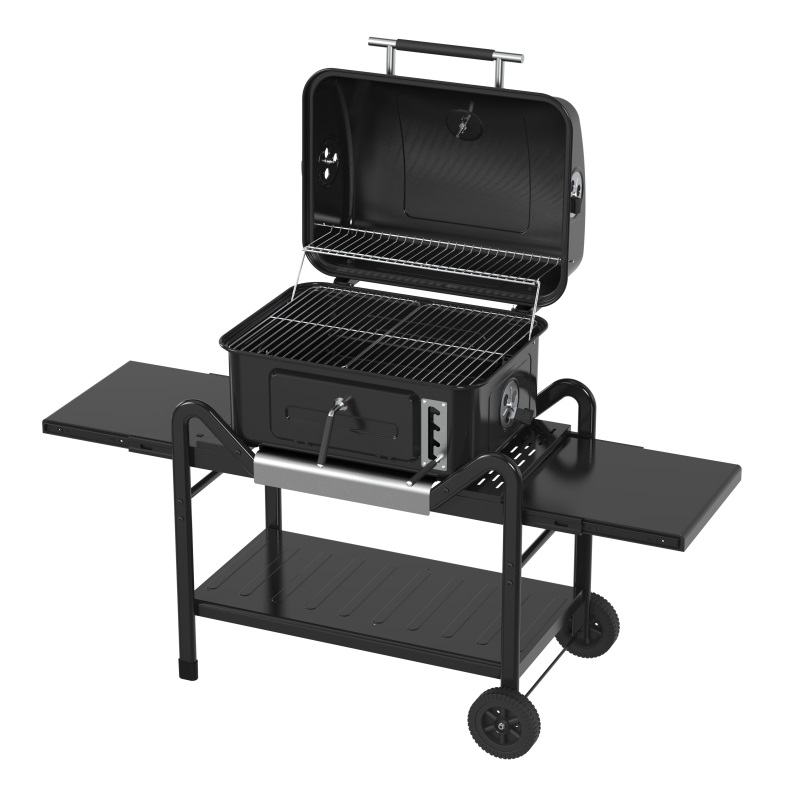 Outdoor Charcoal Barbecue Grill With Smoker Cover