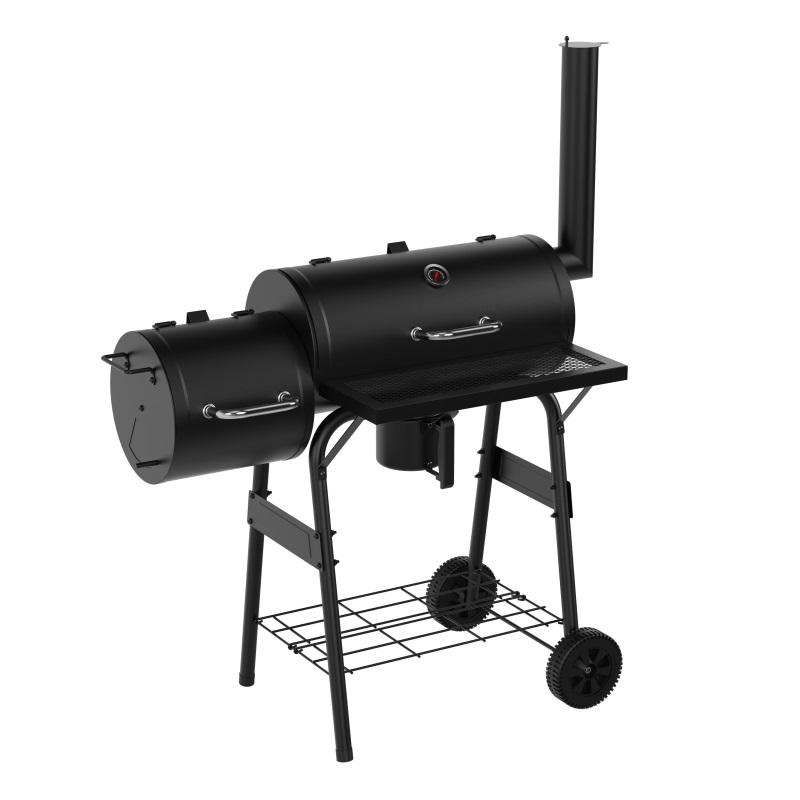 Offset Smoker And Charcoal BBQ Grill For Meat