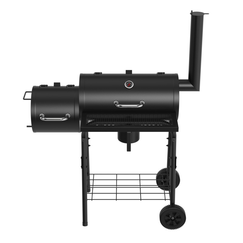 Offset Smoker And Charcoal BBQ Grill For Meat