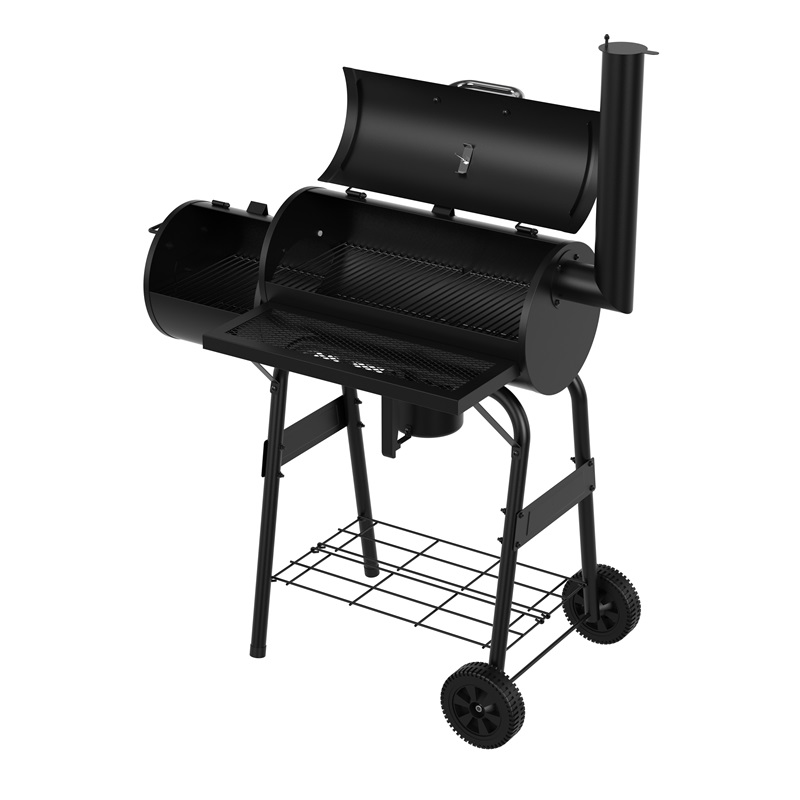 Offset Smoker And Charcoal BBQ Grill For Meat