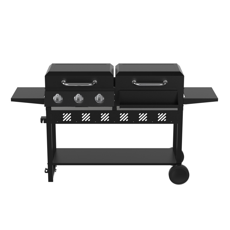 Combo Gas And Charcoal Grill With Outdoor Smoker