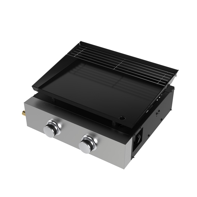 Flat Top Griddle And Black Gas Barbecue Grill