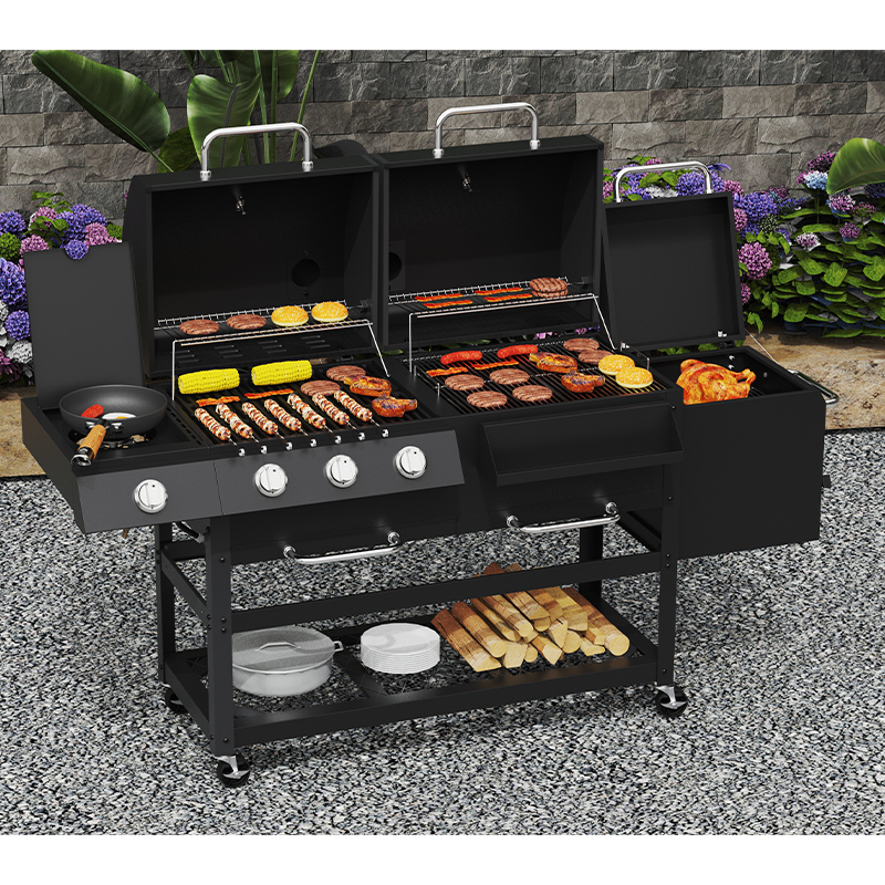 Combo Gas And Charcoal Grill Dual Fuel BBQ Combination