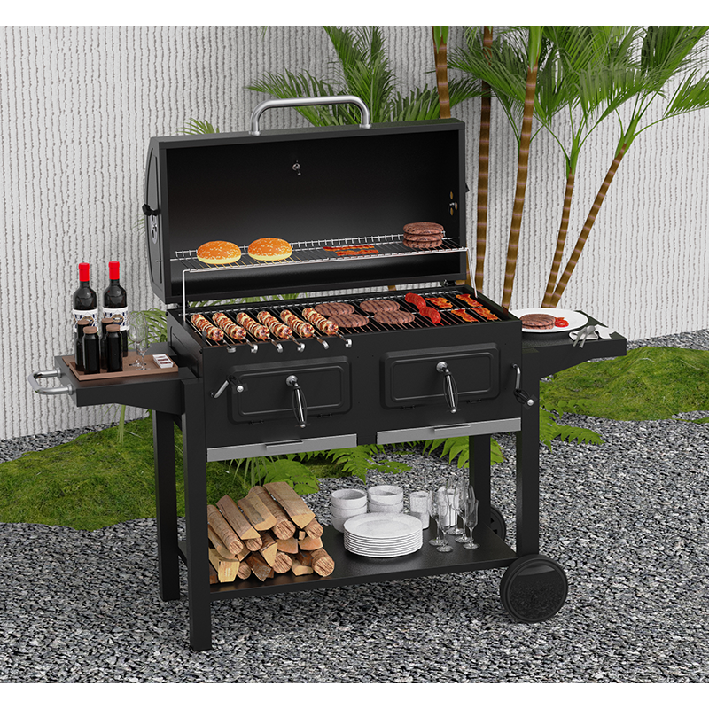 Barbecue Grill Outdoor Garden Metal Trolley Bbq