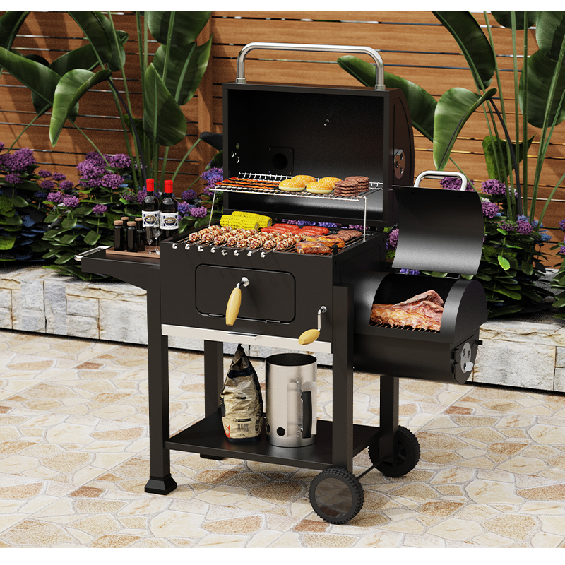 Charcoal Grill With Adjustable Height Trolley Bbq