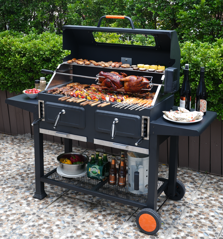 Heavy Duty Trolley BBQ Grill with Smoker and Visible Window: The Ultimate Feast Master
