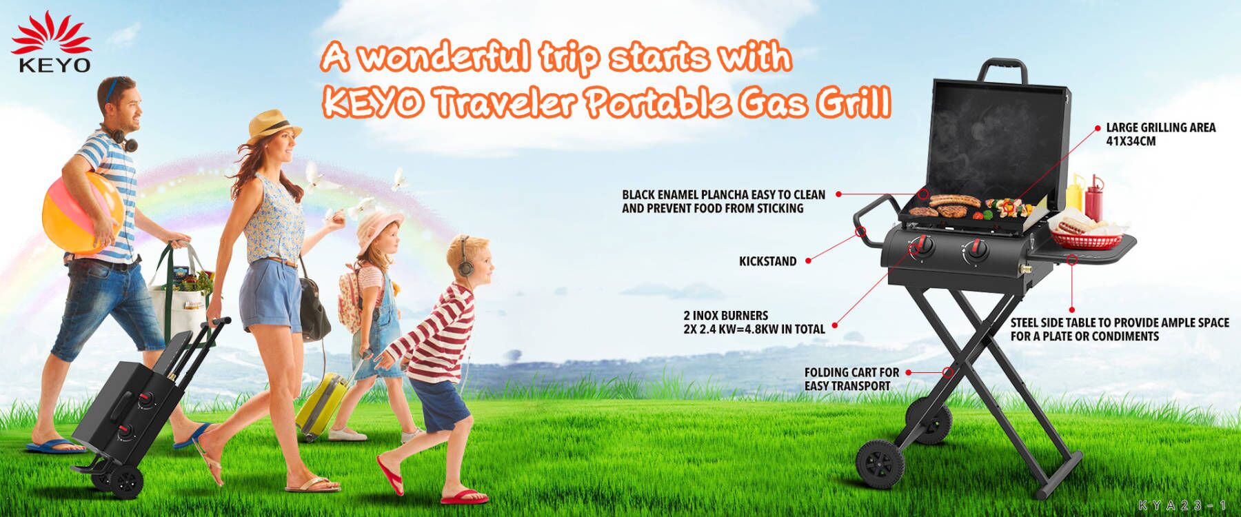 Traveler Portable Plancha Gas Grill--Propane Gas Portable Grill for Your Trip