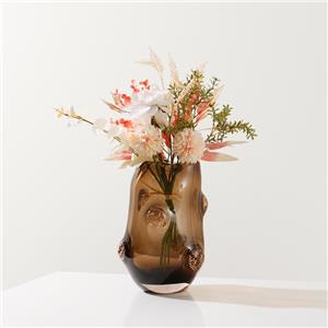 Handmade High Quality Hand Blown Curry Goldie Murano Glass Vase For Home Decor