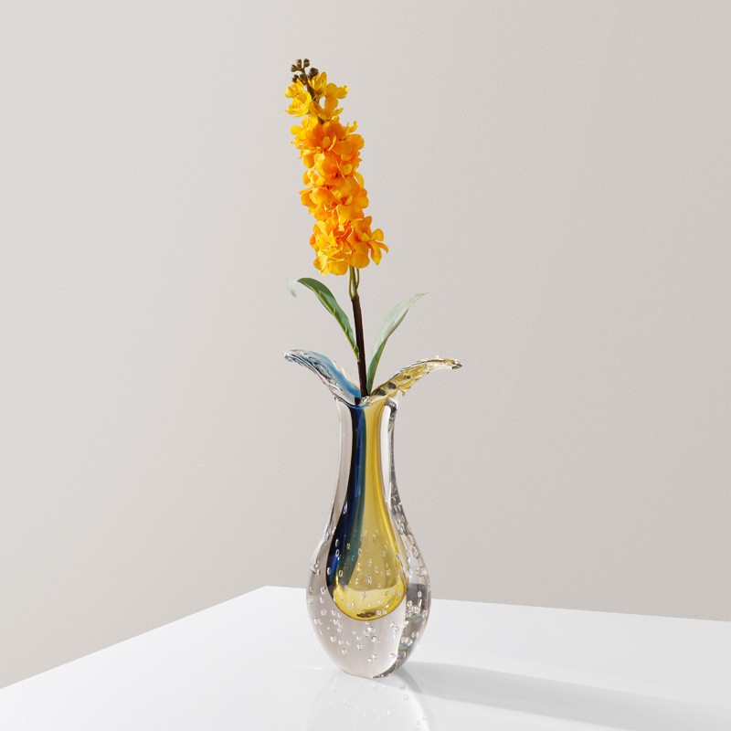 Handmade High Quality Hand Blown Gold Mermaid Short Murano Glass Vase For Home Decor