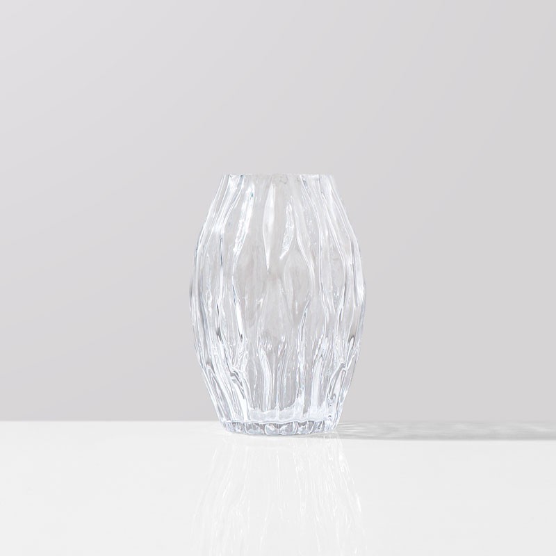 Handmade High Quality Hand Blown white ripple short Murano Glass Vase For Home Decor