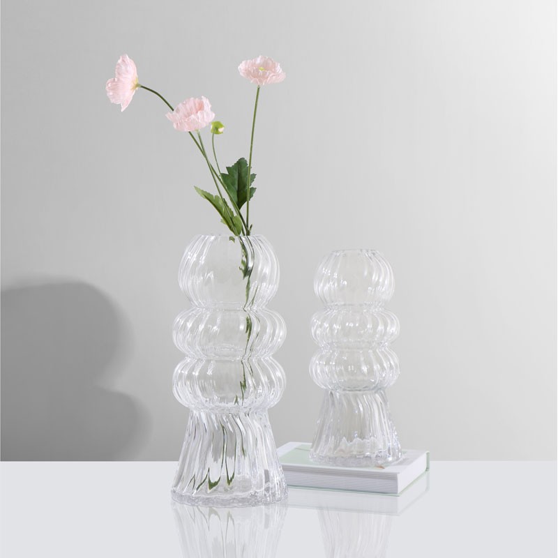 Handmade High Quality Hand Blown white triple bubble Murano Glass Vase For Home Decor