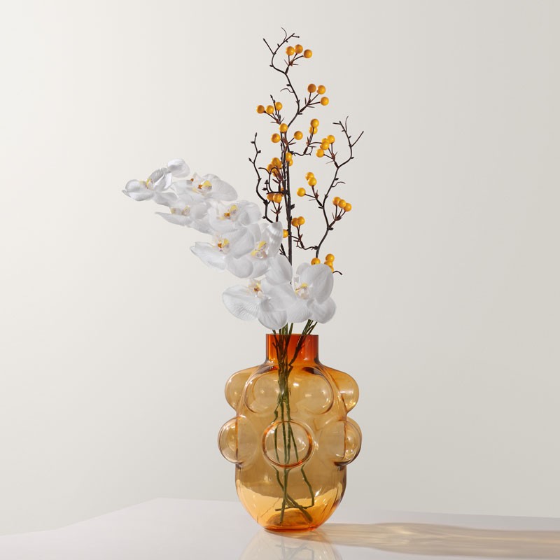 Handmade High Quality Hand Blown light amber color 11 Murano Glass Vase For Home Decor