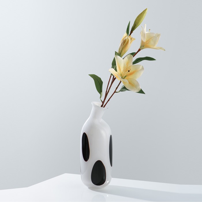 Handmade High Quality Hand Blown,cylinder white cat's eye Murano Glass Vase For Home Decor