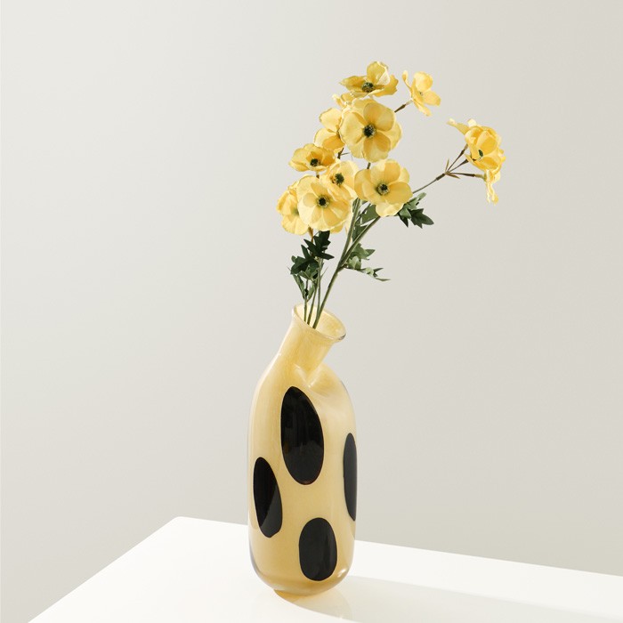 Handmade High Quality Hand Blown,cylinder yellow cat's eye Murano Glass Vase For Home Decor