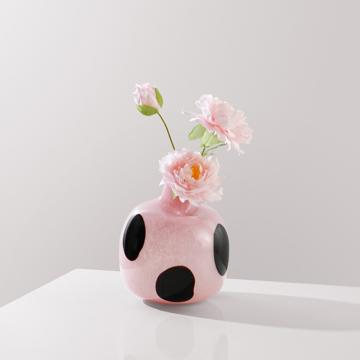 Handmade High Quality Hand Blown,spherical pink cat's eye Murano Glass Vase For Home Decor