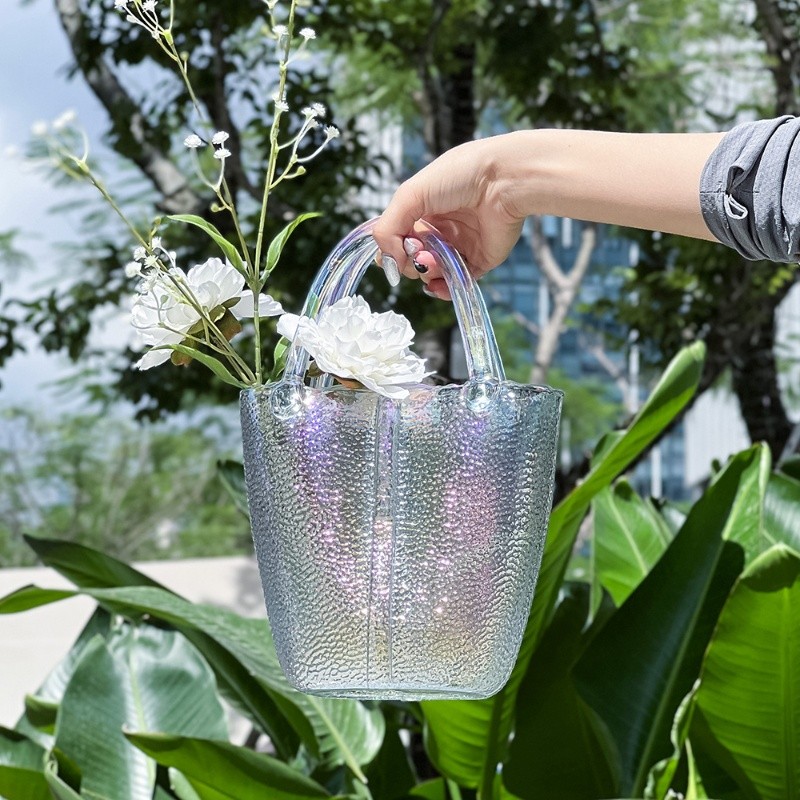 Handmade High Quality Crystal Bucket Vase For Home Decor