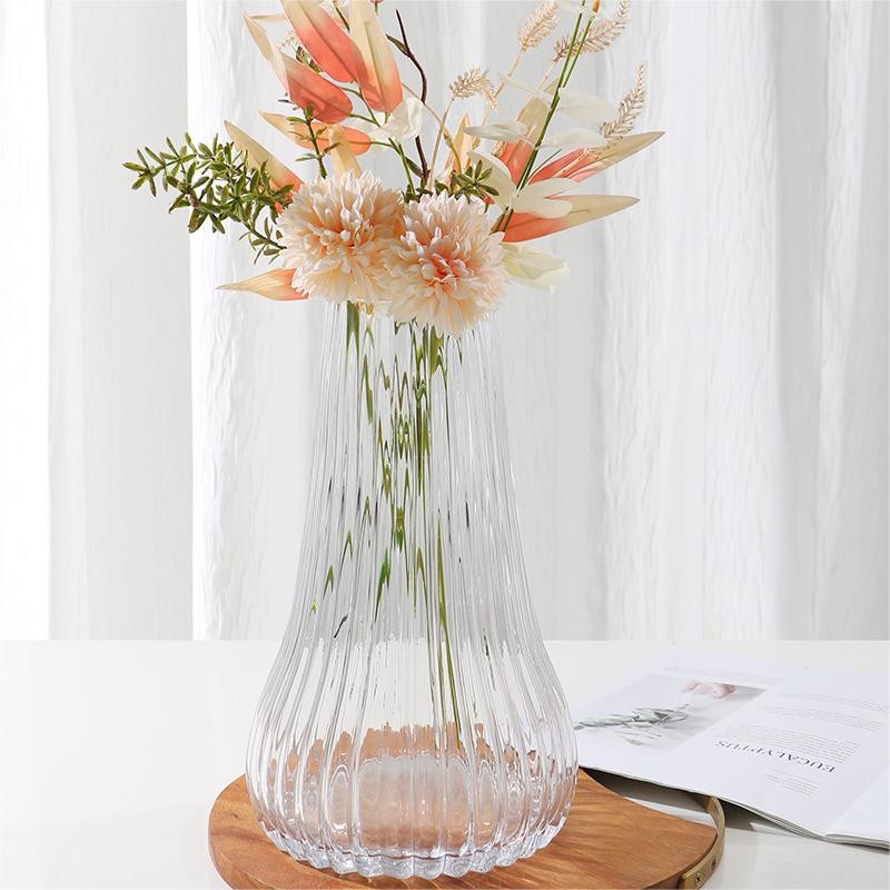 Handmade High Quality Crystal Trumpet Stripe Vase For Home Decor