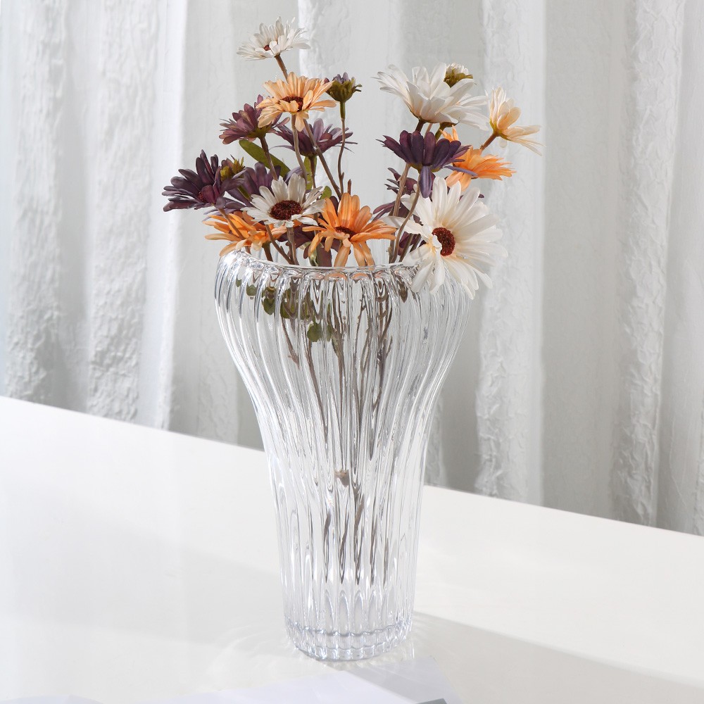 Handmade High Quality Crystal Trumpet Stripe Vase For Home Decor