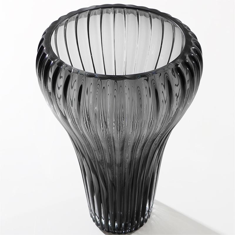 Handmade High Quality Crystal Trumpet Stripe Vase For Home Decor