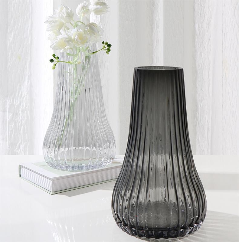 Handmade High Quality Crystal Trumpet Stripe Vase For Home Decor