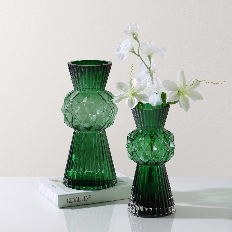 Handmade High Quality Crystal Diamond Flare Glass Vase For Home Decor