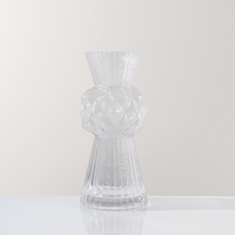 Handmade High Quality Crystal Diamond Flare Glass Vase For Home Decor