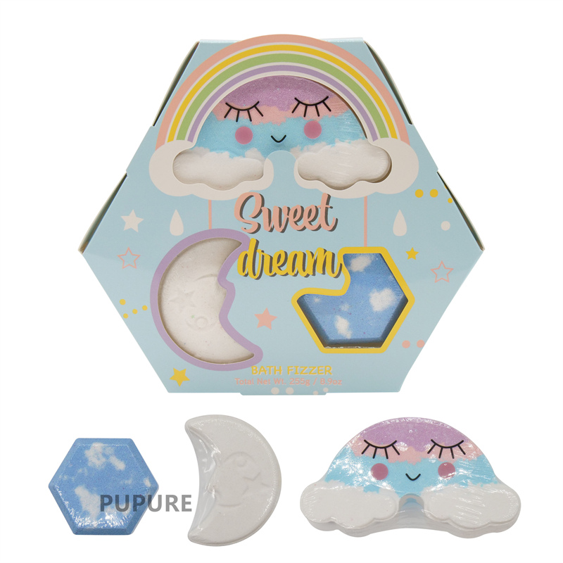 Rainbow Blue Sky Moon Shape Colorful Bath Bombs