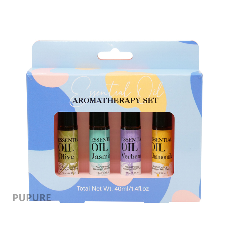 Conjunto de presente de óleo essencial de camomila, oliva, jasmim, verbena