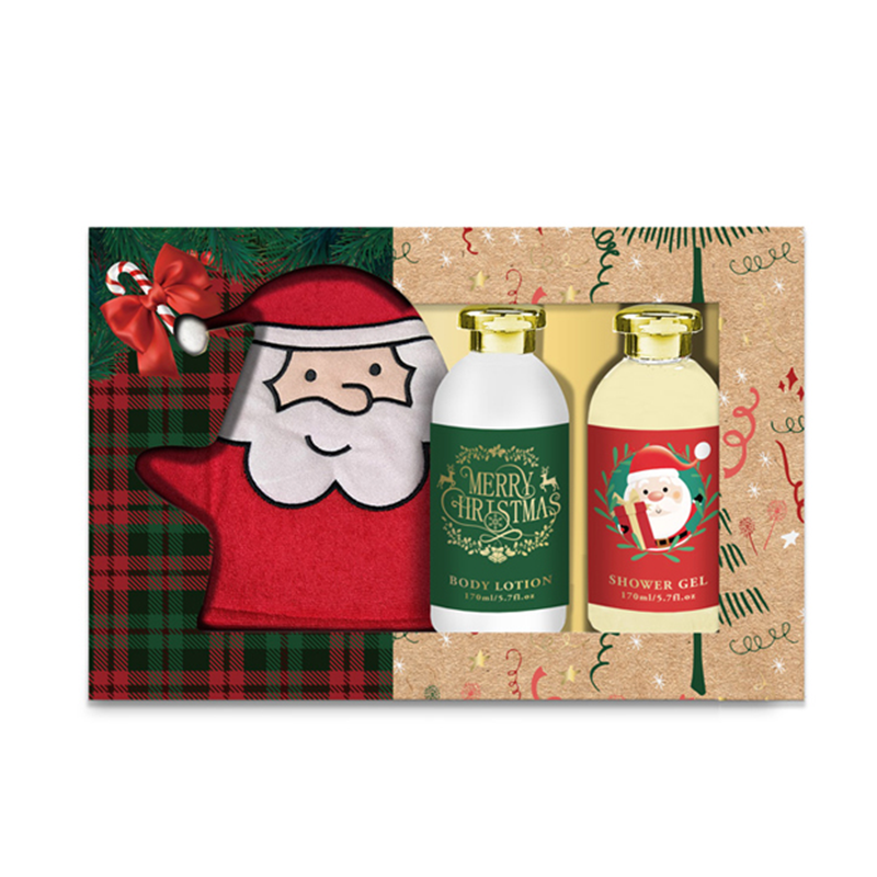 Christmas Body Lotion Shower Gel Set with Gloves