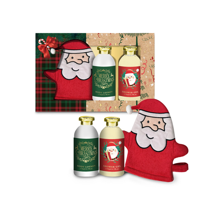 Christmas Body Lotion Shower Gel Set with Gloves