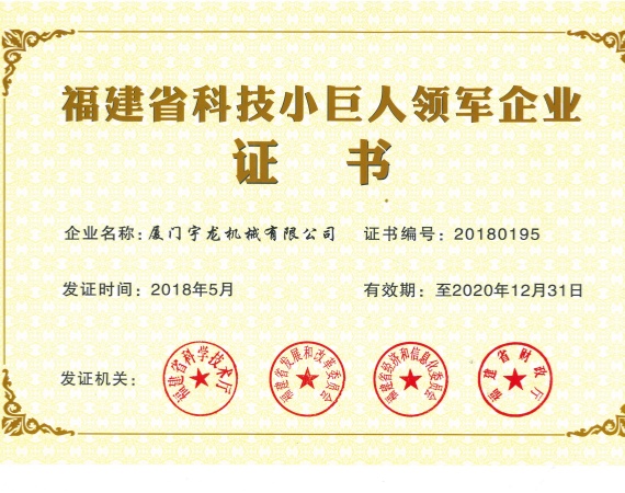 Zertifikat des führenden Wissenschafts- und Technologieunternehmens Little Giant in der Provinz Fujian