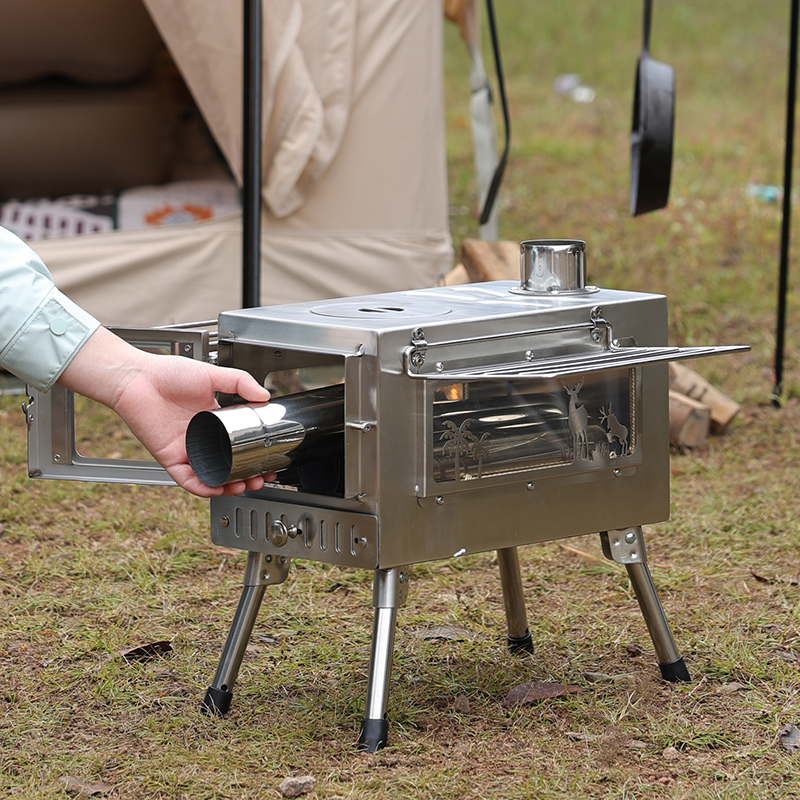 Portable foldable camping wood stove