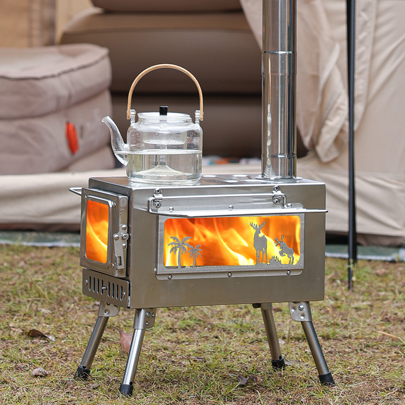 Portable foldable camping wood stove