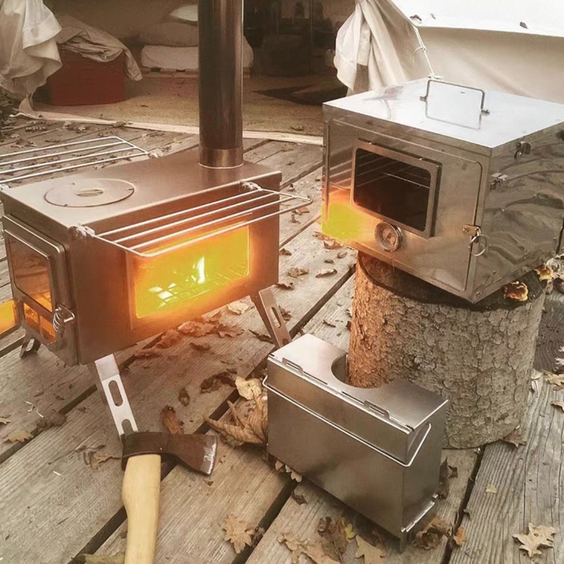 camping log burner stove