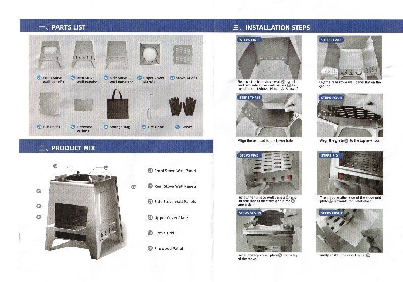 Klappbarer Holzofen für den Außenbereich