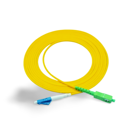 Fiber Optic Singlemode Patch Cord SC/APC---LC/UPC connector type with 2.0mm yellow cable in 1.5 meters length for GPON Solution