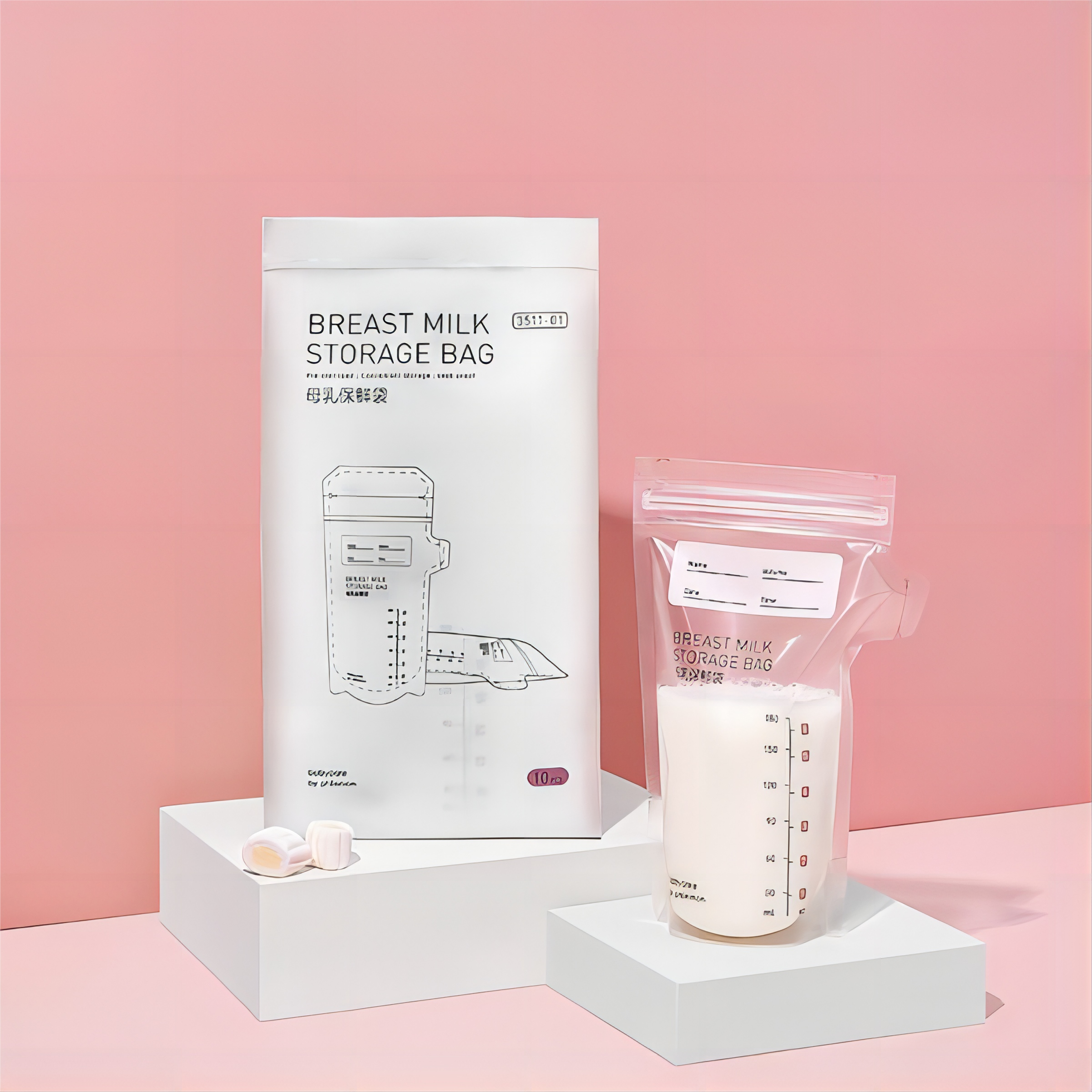 Supply Portable 250ml breast milk cooler storage stand up bags