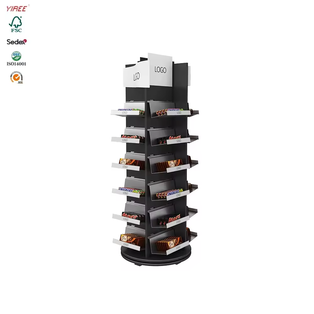 Metal Rotating Magazine Display Racks For Retail Stores