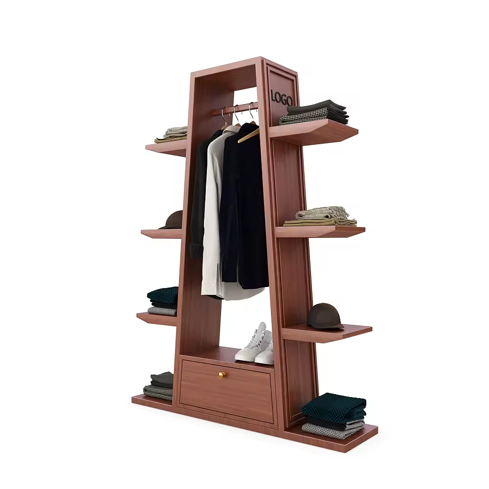 Klädaffär 4-vägs display med arm