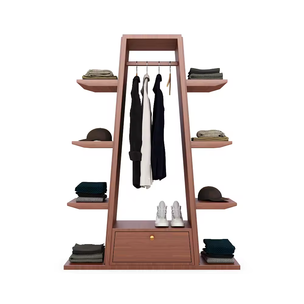 Klädaffär 4-vägs display med arm