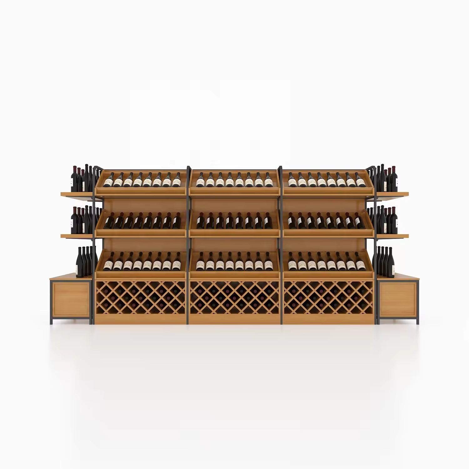 Supply Liquor Shop POP Floor Display Stand 3 Tier Wooden Wine Display ...