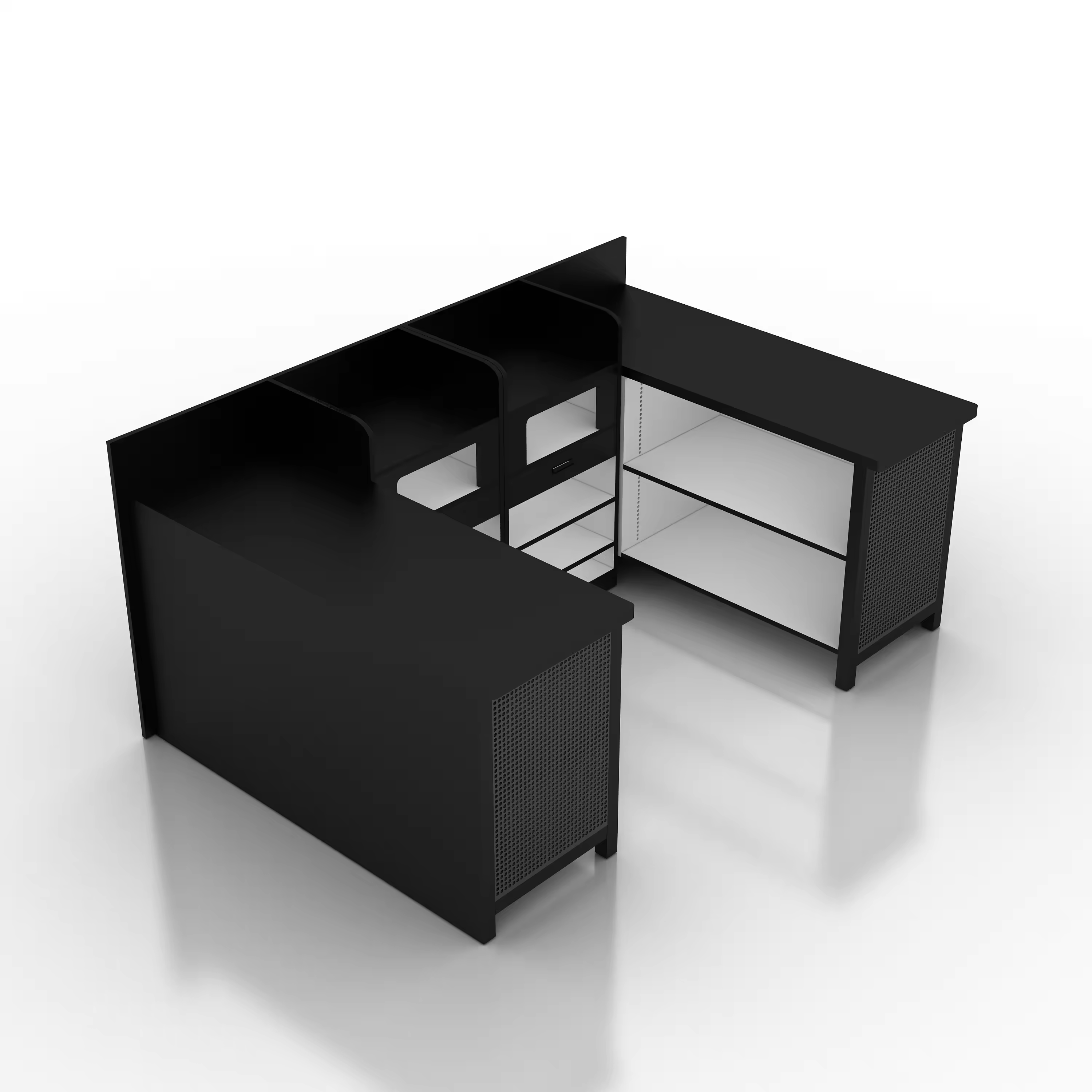 Mostrador de caja en forma de L para tienda minorista de comestibles