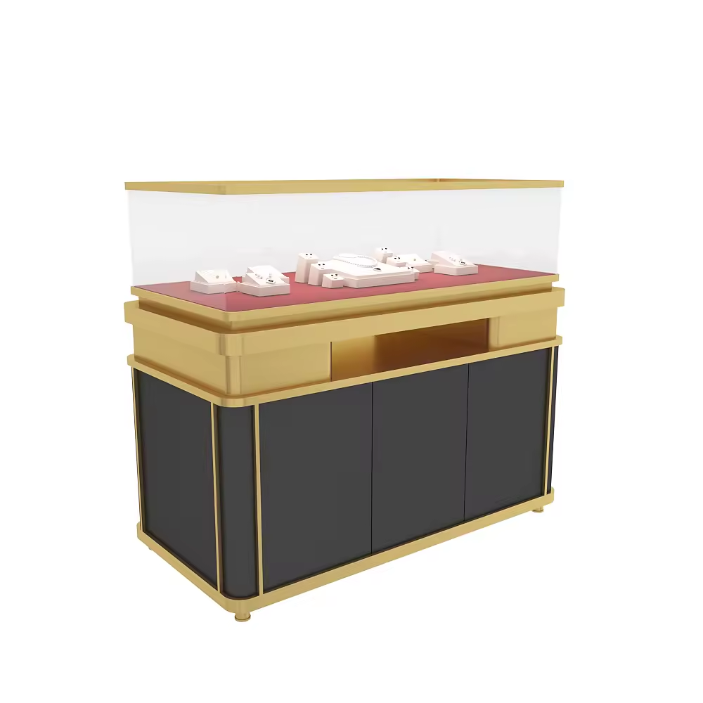 Vitrina de joyería de vidrio o madera