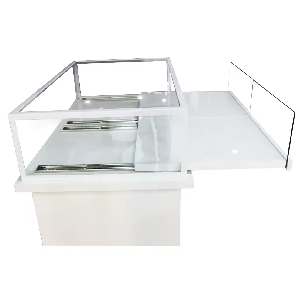 Kabinet Curio Kaca Sudut Kecil Putih