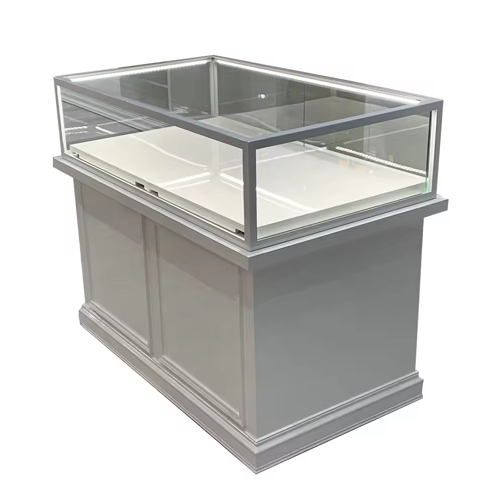 Kabinet Curio Kaca Sudut Kecil Putih