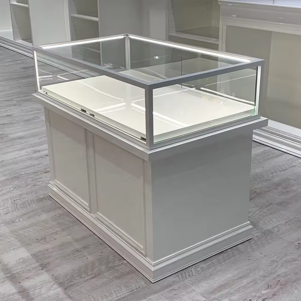 Kabinet Curio Kaca Sudut Kecil Putih
