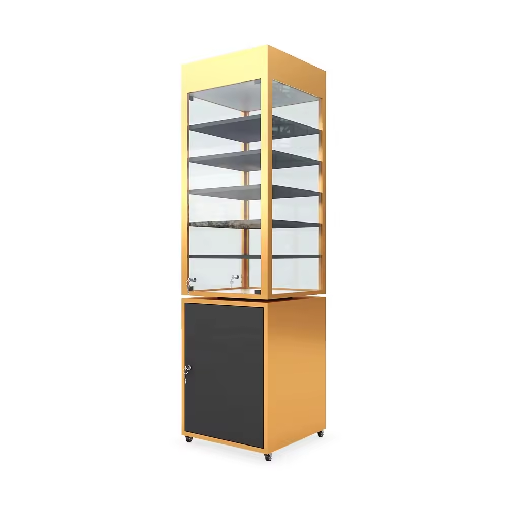 Locking Metal Large Acrylic Tall Glass Display Cabinet