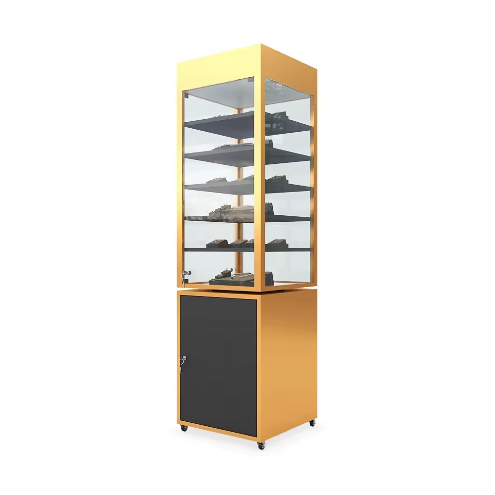 Locking Metal Large Acrylic Tall Glass Display Cabinet