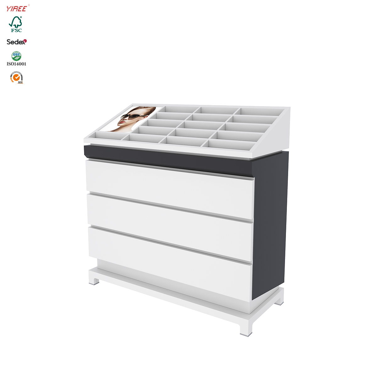 Detaljhandelsutstilling for optikerbutikk eller solbrillesamling